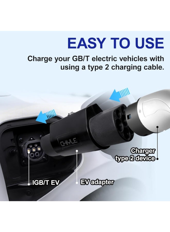 كيل › محول شاحن من النوع 2 الى جي بي تي اي في، توافق عالمي وشحن عالي السرعة للسيارة الكهربائية، سهل الحمل والاستخدام، ملحقات سيارة من تشيلي-(32 أمبير 440 فولت) - Image 2